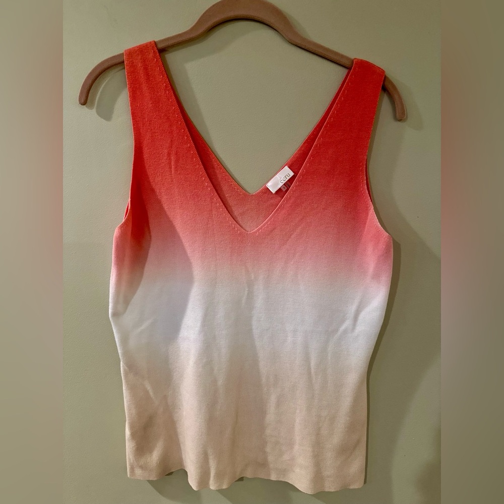 5/$25!! Ecru Pink, Tan and White Ombre Tank Top